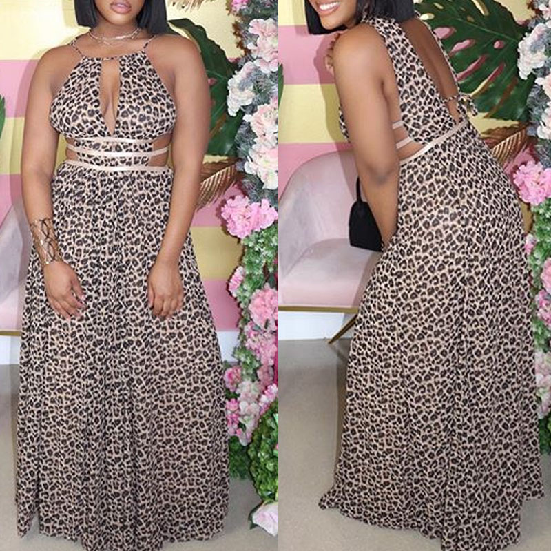 

lovely Sexy Leopard Print Maxi Dress