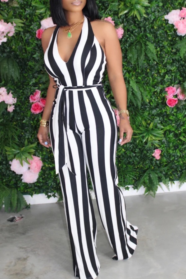 

lovely Trendy Striped Black One-piece Jumpsuit