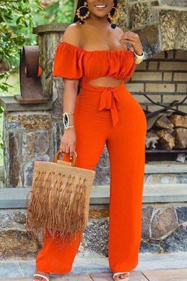 LW Trendy Hollow-out Jacinth One-piece Jumpsuit