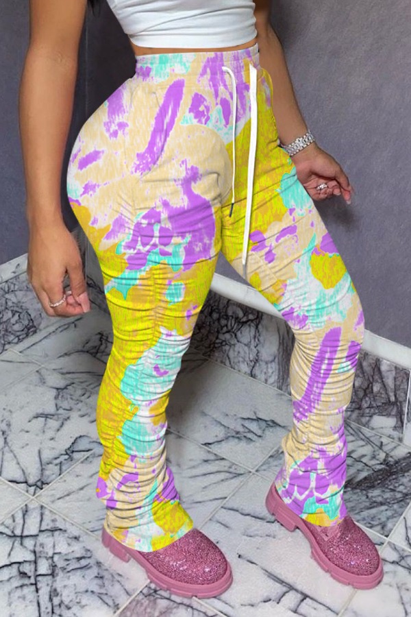 lovely Trendy Print Yellow Pants
