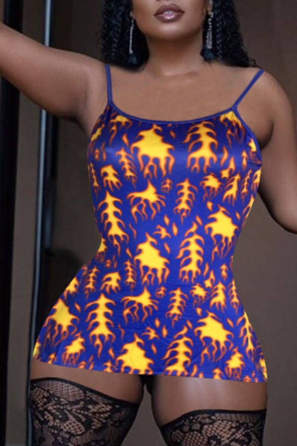 

lovely Trendy Print Purple Mini Dress
