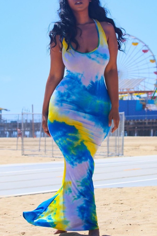 

lovely Leisure Tie-dye Mutlicolor Maxi Dress, Multi