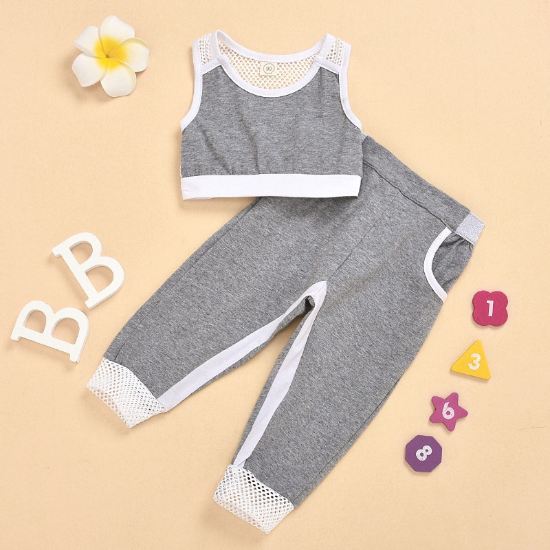 

lovely Casual Patchwork Grey Girl Two-piece Pants Set
