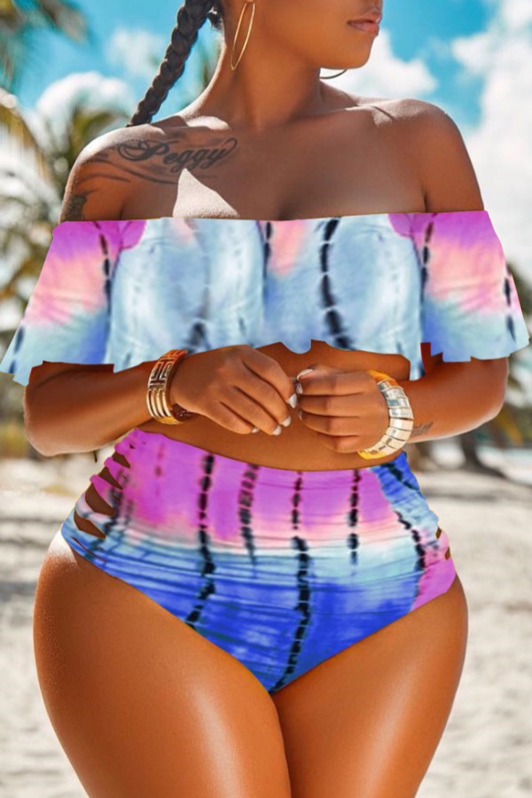 

lovely Tie-dye Blue Two-piece Swimsuit