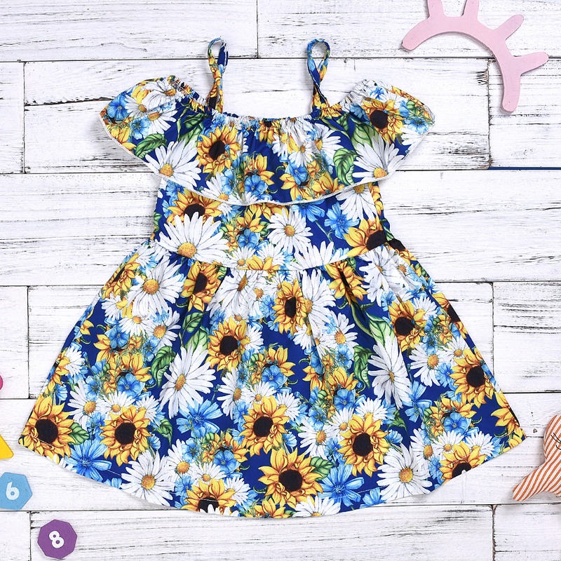 

lovely Sweet Floral Print White Girl Mid Calf Dress