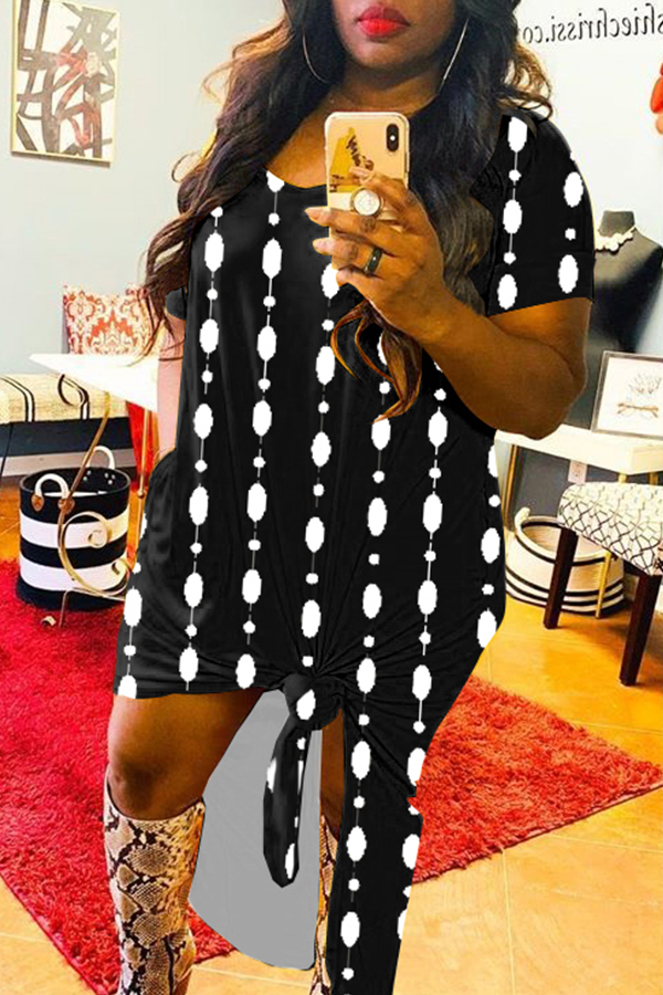 lovely Chic Print Black Maxi Dress