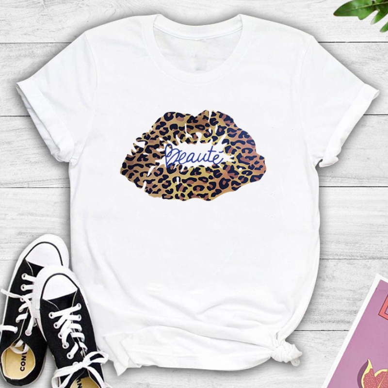 

lovely Street Lip Print White T-shirt
