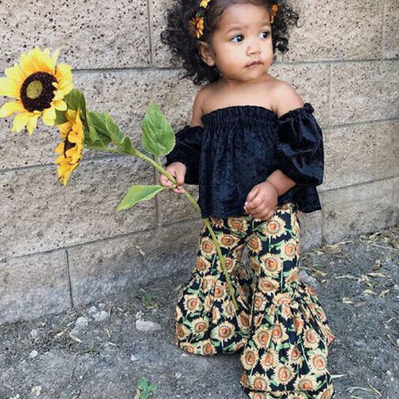 

lovely Trendy Print Blue Girl Two-piece Pants Set
