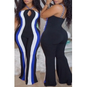 Lovely Sexy Striped Blue One-piece Jumpsuit