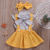 Lovely Sweet Bow-Tie Yellow Girl Two-piece Skirt S