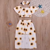 Lovely Trendy Print White Girl Two-piece Skirt Set
