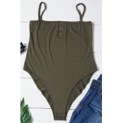 Lovely Sexy Skinny Army Green Bodysuit