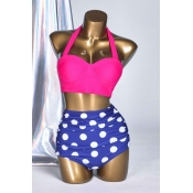 Lovely Dot Print Rose Two-piece Swimsuit