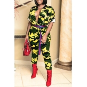 Lovely Trendy Camo Print Yellow One-piece Jumpsuit