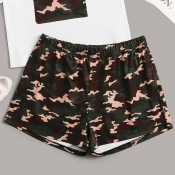 Lovely Casual Camo Print Plus Size Shorts