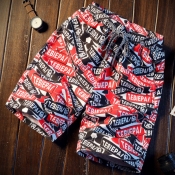 Lovely Stylish Letter Print Red Shorts