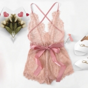 Lovely Sexy Lace See-through Skin Color Teddies