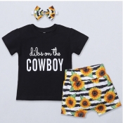 Lovely Casual Letter Black Girl Two-piece Shorts S