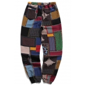 Lovely Casual Color-lump Patchwork Multicolor Pant