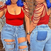 Lovely Sexy Hollow-out Red Camisole