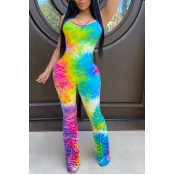 Lovely Sexy Tie-dye Multicolor One-piece Jumpsuit