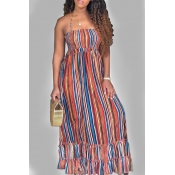 Lovely Bohemian Striped Multicolor Maxi Dress