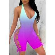 lovely Sexy Bandage Design Purple One-piece Romper