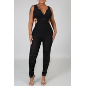 lovely Trendy Hollow-out Black One-piece Jumpsuit