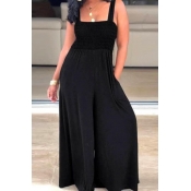 lovely Casual Loose Black One-piece Jumpsuit