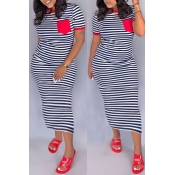 Lovely Casual Striped Red Ankle Length Dress