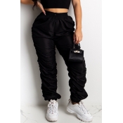 lovely Sportswear Fold Design Black Pants