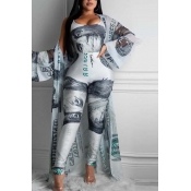 Lovely Leisure Print Blue Two-piece Pants Set