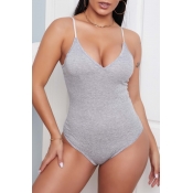 Lovely Sexy Skinny Grey Bodysuit