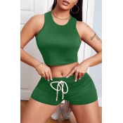 Lovely Leisure Lace-up Green Loungewear