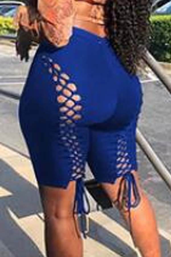 

lovely Sexy Hollow-out Blue Shorts