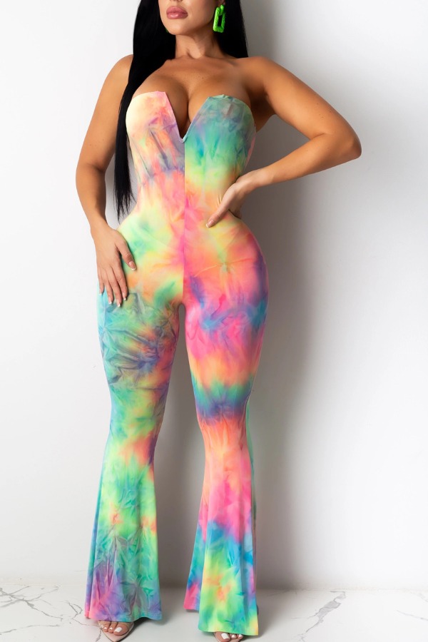 

lovely Bohemian Tie-dye Pink One-piece Jumpsuit