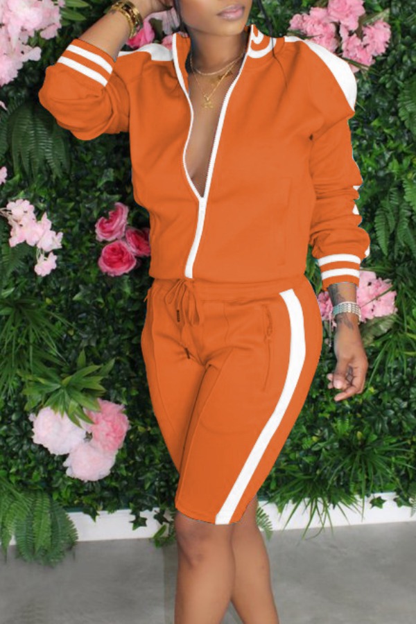 

lovely Sportswear Patchwork Croci Two-piece Shorts Set