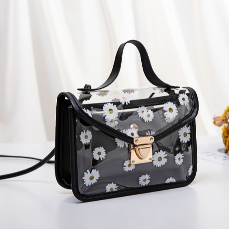 

lovely Leisure Print See-through Black Messenger Bag