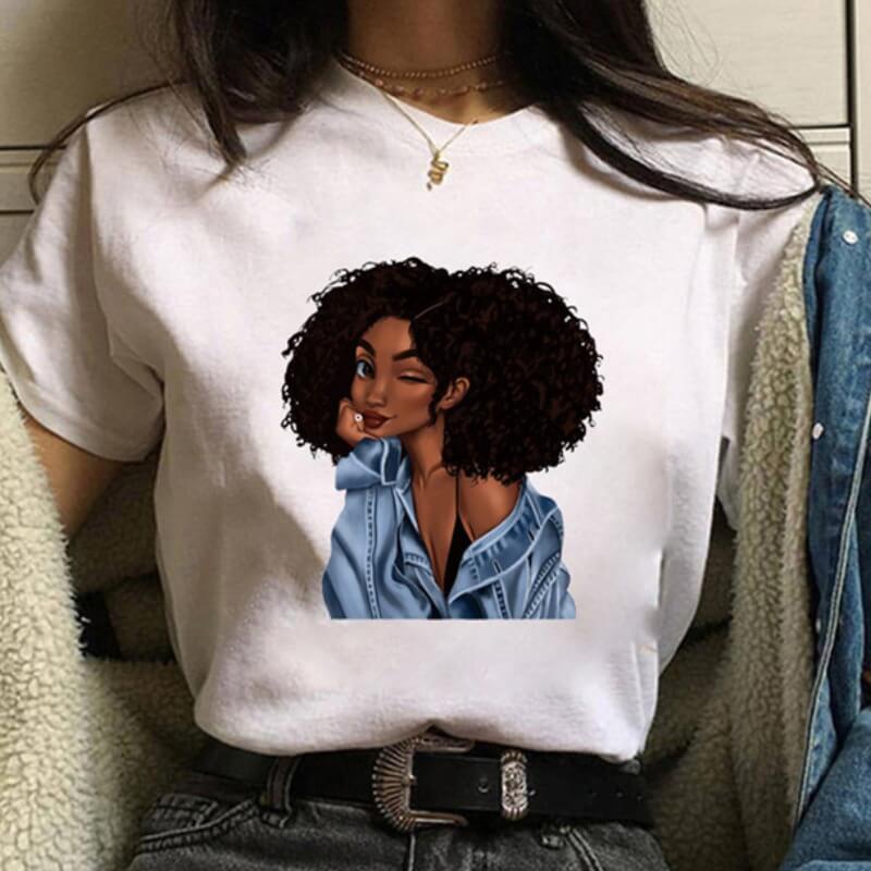 

Lovely Leisure O Neck Print Blue T-shirt
