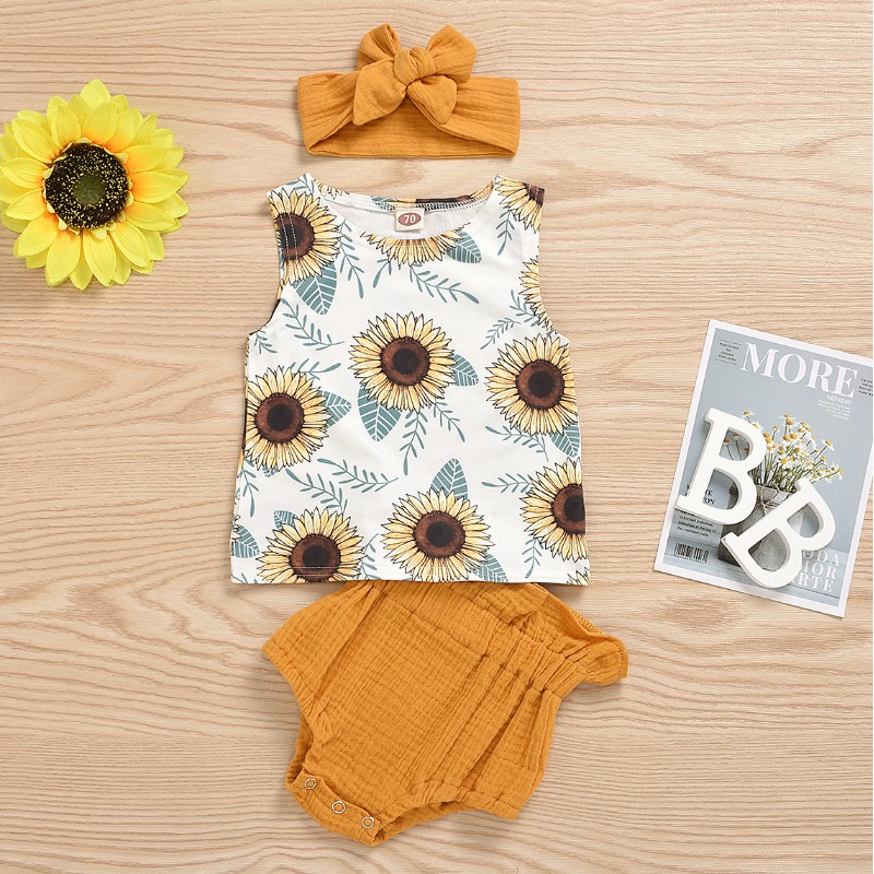 

lovely Casual Print Yellow Girl Two-piece Shorts Set