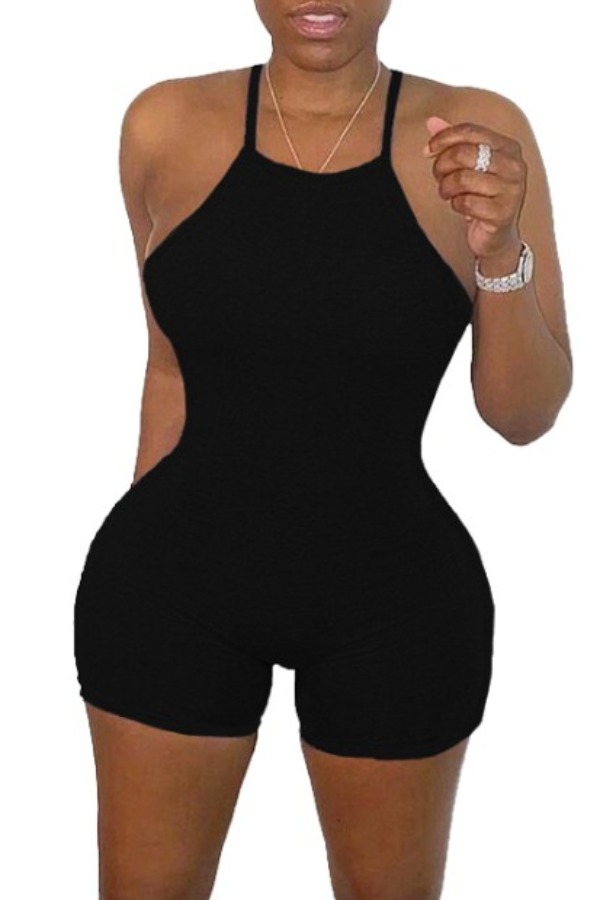 

lovely Sportswear Skinny Black One-piece Romper