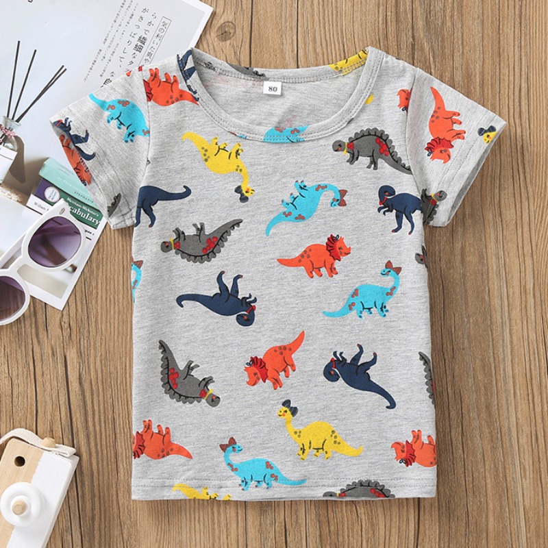 

lovely Casual O Neck Print Grey Boy T-shirt