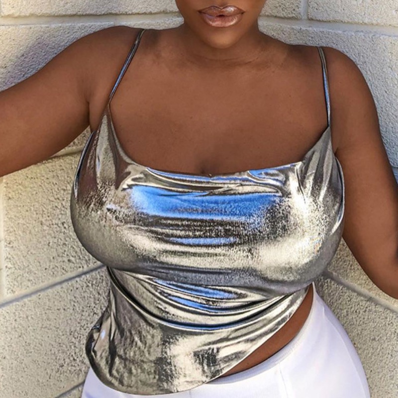 

lovely Sexy Asymmetrical Silver Camisole