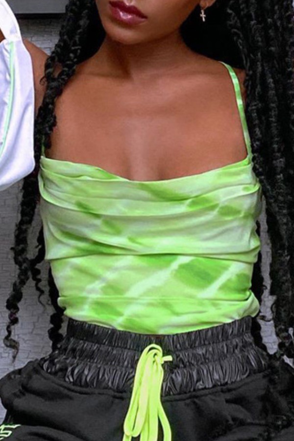

lovely Sexy Tie-dye Green Camisole