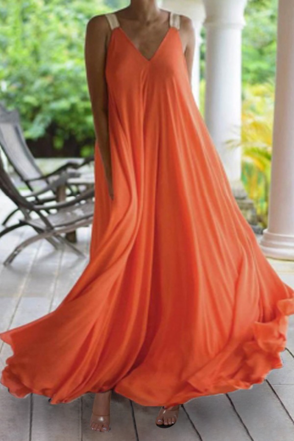 

Lovely Casual Loose Croci Maxi Plus Size Dress