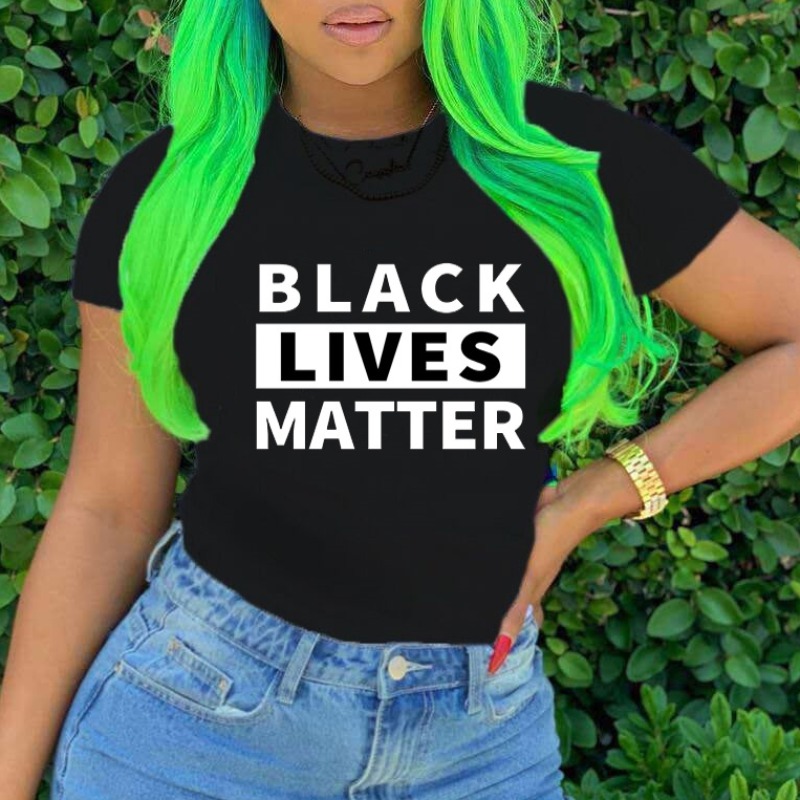 

lovely Leisure O Neck Letter Print Black T-shirt