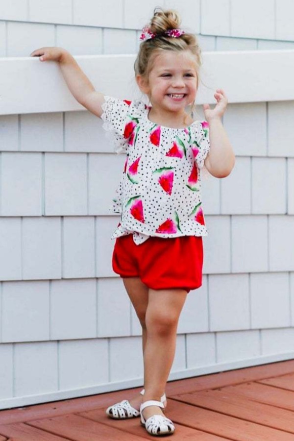 

lovely Trendy Print Red Girl Two-piece Shorts Set