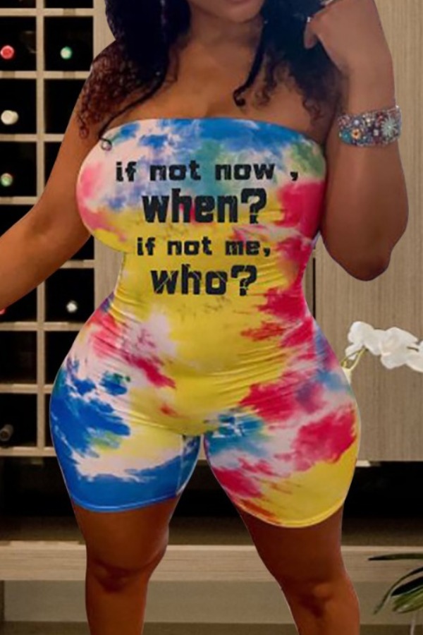

lovely Trendy Tie-dye Yellow One-piece Romper