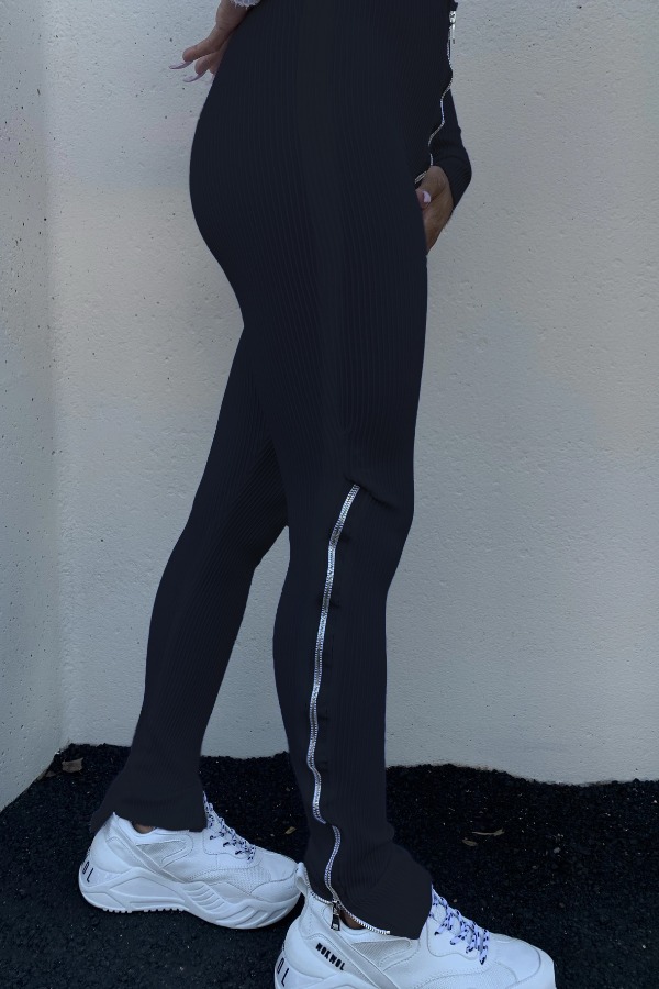 

lovely Trendy Zipper Design Black Pants