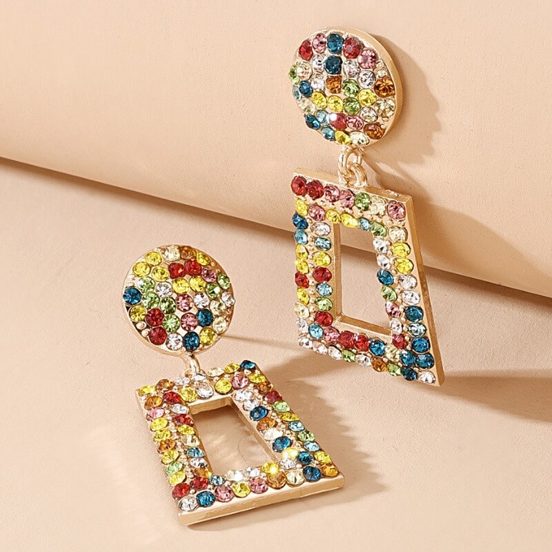 

Lovely Trendy Rhinestone Decorative Multicolor Earring, Multi